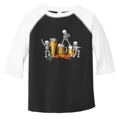 Happy Halloween Funny Skeleton Drinking Beer Toddler Fine Jersey T-Shirt