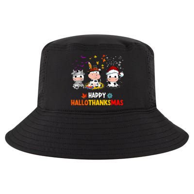 Happy HalloThanksMas Funny Santa Cow Halloween Thanksgiving Cool Comfort Performance Bucket Hat