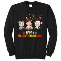 Happy HalloThanksMas Funny Santa Cow Halloween Thanksgiving Sweatshirt