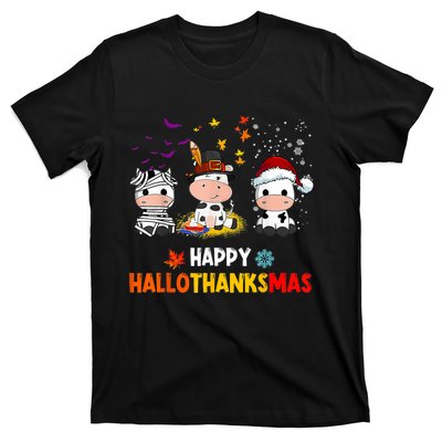 Happy HalloThanksMas Funny Santa Cow Halloween Thanksgiving T-Shirt