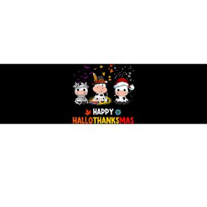 Happy HalloThanksMas Funny Santa Cow Halloween Thanksgiving Bumper Sticker