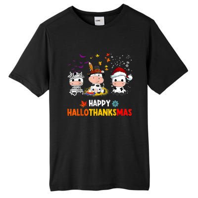 Happy HalloThanksMas Funny Santa Cow Halloween Thanksgiving Tall Fusion ChromaSoft Performance T-Shirt