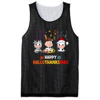 Happy HalloThanksMas Funny Santa Cow Halloween Thanksgiving Mesh Reversible Basketball Jersey Tank