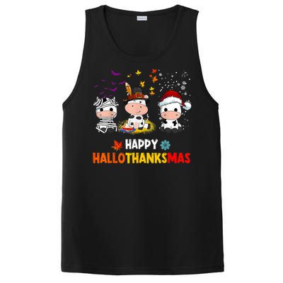 Happy HalloThanksMas Funny Santa Cow Halloween Thanksgiving PosiCharge Competitor Tank