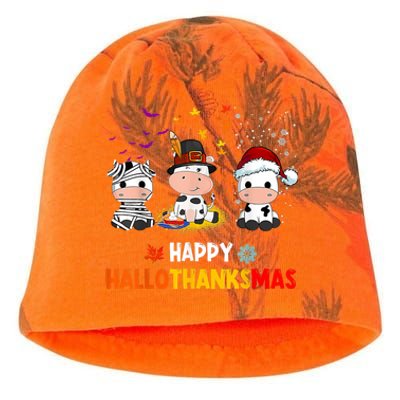 Happy HalloThanksMas Funny Santa Cow Halloween Thanksgiving Kati - Camo Knit Beanie