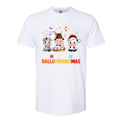 Happy HalloThanksMas Funny Santa Cow Halloween Thanksgiving Softstyle CVC T-Shirt