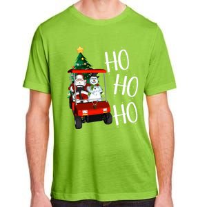 Ho Ho Funny Santa On Golf Cart With Christmas Tree Gift Adult ChromaSoft Performance T-Shirt