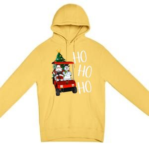 Ho Ho Funny Santa On Golf Cart With Christmas Tree Gift Premium Pullover Hoodie