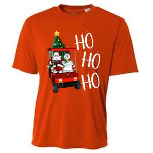 Ho Ho Funny Santa On Golf Cart With Christmas Tree Gift Cooling Performance Crew T-Shirt