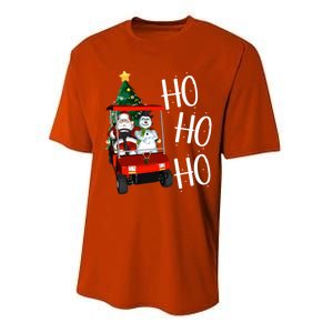 Ho Ho Funny Santa On Golf Cart With Christmas Tree Gift Performance Sprint T-Shirt