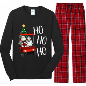 Ho Ho Funny Santa On Golf Cart With Christmas Tree Gift Long Sleeve Pajama Set