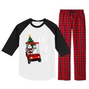 Ho Ho Funny Santa On Golf Cart With Christmas Tree Gift Raglan Sleeve Pajama Set