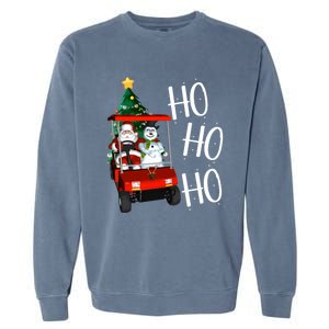 Ho Ho Funny Santa On Golf Cart With Christmas Tree Gift Garment-Dyed Sweatshirt