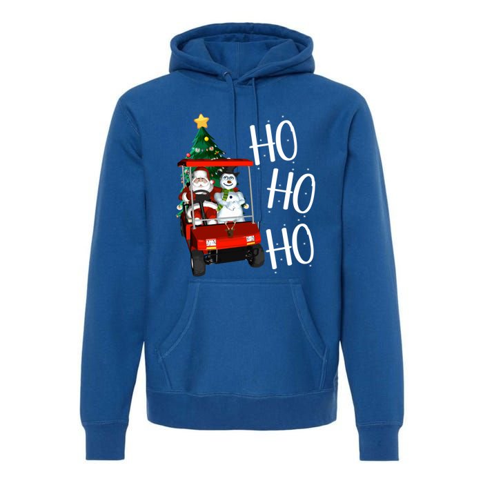 Ho Ho Funny Santa On Golf Cart With Christmas Tree Gift Premium Hoodie