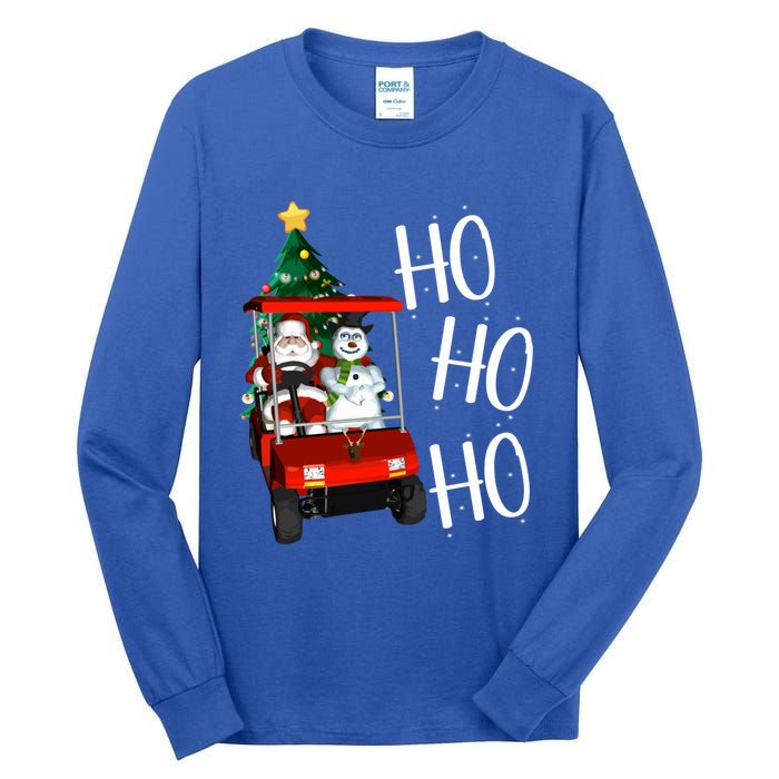 Ho Ho Funny Santa On Golf Cart With Christmas Tree Gift Tall Long Sleeve T-Shirt