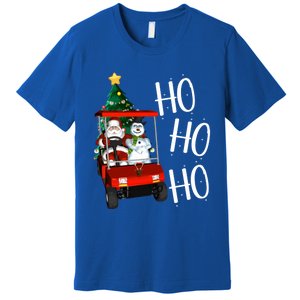 Ho Ho Funny Santa On Golf Cart With Christmas Tree Gift Premium T-Shirt