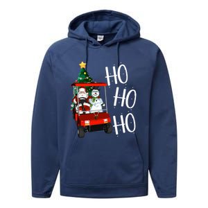 Ho Ho Funny Santa On Golf Cart With Christmas Tree Gift Performance Fleece Hoodie