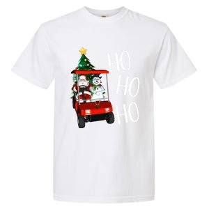 Ho Ho Funny Santa On Golf Cart With Christmas Tree Gift Garment-Dyed Heavyweight T-Shirt