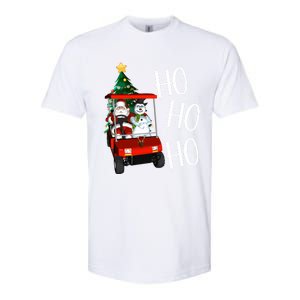 Ho Ho Funny Santa On Golf Cart With Christmas Tree Gift Softstyle CVC T-Shirt