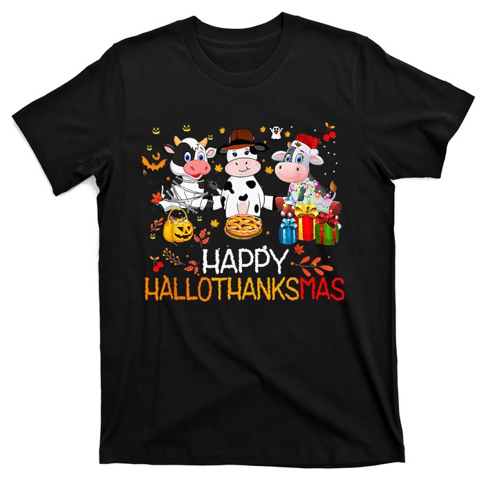 Happy HalloThanksMas Funny Santa Cow Halloween Thanksgiving T-Shirt