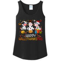 Happy HalloThanksMas Funny Santa Cow Halloween Thanksgiving Ladies Essential Tank