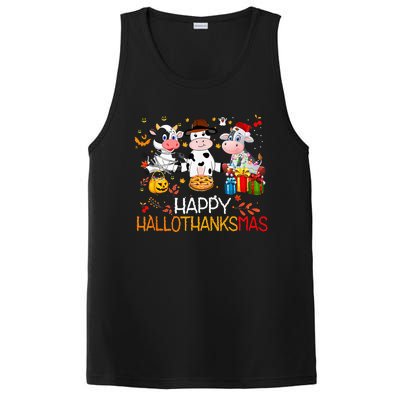 Happy HalloThanksMas Funny Santa Cow Halloween Thanksgiving PosiCharge Competitor Tank