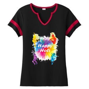 Happy Holi Festival Outfit For India Hindu Ladies Halftime Notch Neck Tee