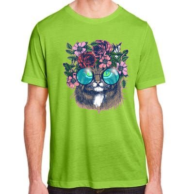 Hippy Hipster Flower Crown Cat Adult ChromaSoft Performance T-Shirt