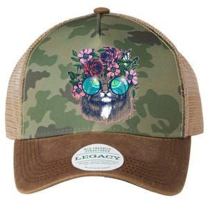 Hippy Hipster Flower Crown Cat Legacy Tie Dye Trucker Hat