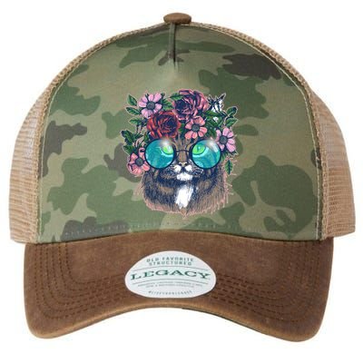 Hippy Hipster Flower Crown Cat Legacy Tie Dye Trucker Hat