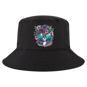 Hippy Hipster Flower Crown Cat Cool Comfort Performance Bucket Hat