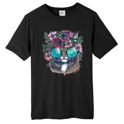 Hippy Hipster Flower Crown Cat Tall Fusion ChromaSoft Performance T-Shirt