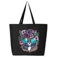 Hippy Hipster Flower Crown Cat 25L Jumbo Tote