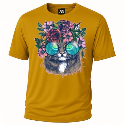 Hippy Hipster Flower Crown Cat Cooling Performance Crew T-Shirt