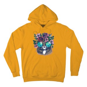 Hippy Hipster Flower Crown Cat Hoodie