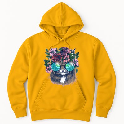 Hippy Hipster Flower Crown Cat Hoodie