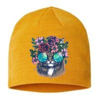 Hippy Hipster Flower Crown Cat Sustainable Beanie