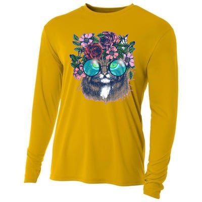 Hippy Hipster Flower Crown Cat Cooling Performance Long Sleeve Crew