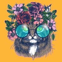 Hippy Hipster Flower Crown Cat Baby Bodysuit