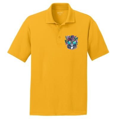 Hippy Hipster Flower Crown Cat PosiCharge RacerMesh Polo