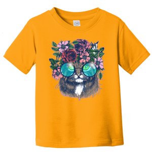 Hippy Hipster Flower Crown Cat Toddler T-Shirt