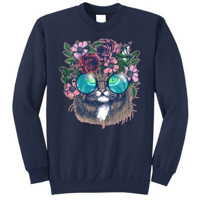 Hippy Hipster Flower Crown Cat Sweatshirt