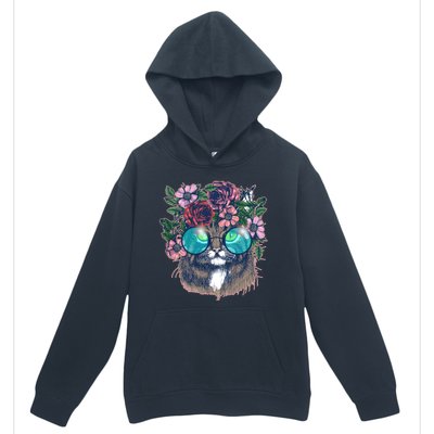 Hippy Hipster Flower Crown Cat Urban Pullover Hoodie