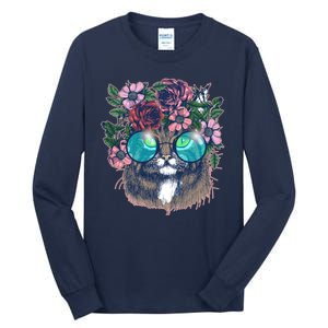 Hippy Hipster Flower Crown Cat Tall Long Sleeve T-Shirt