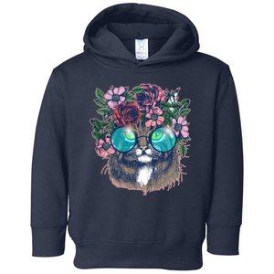 Hippy Hipster Flower Crown Cat Toddler Hoodie