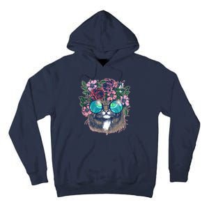 Hippy Hipster Flower Crown Cat Tall Hoodie