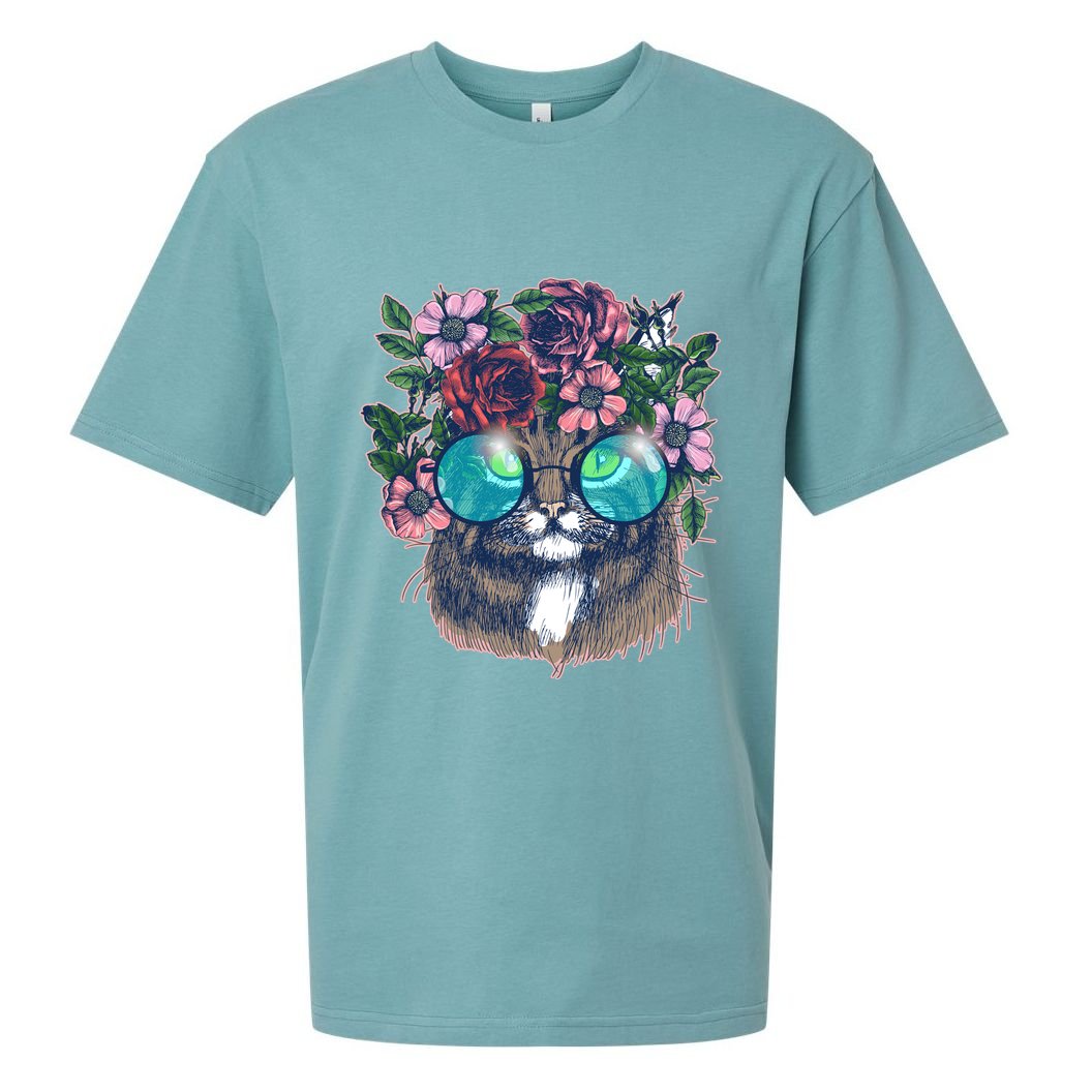 Hippy Hipster Flower Crown Cat Sueded Cloud Jersey T-Shirt