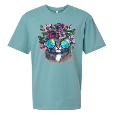 Hippy Hipster Flower Crown Cat Sueded Cloud Jersey T-Shirt