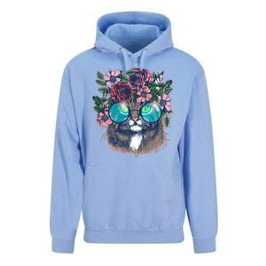 Hippy Hipster Flower Crown Cat Unisex Surf Hoodie