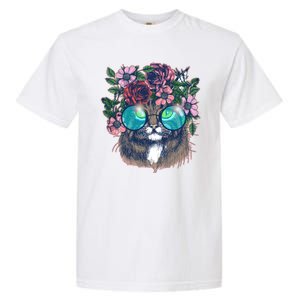 Hippy Hipster Flower Crown Cat Garment-Dyed Heavyweight T-Shirt